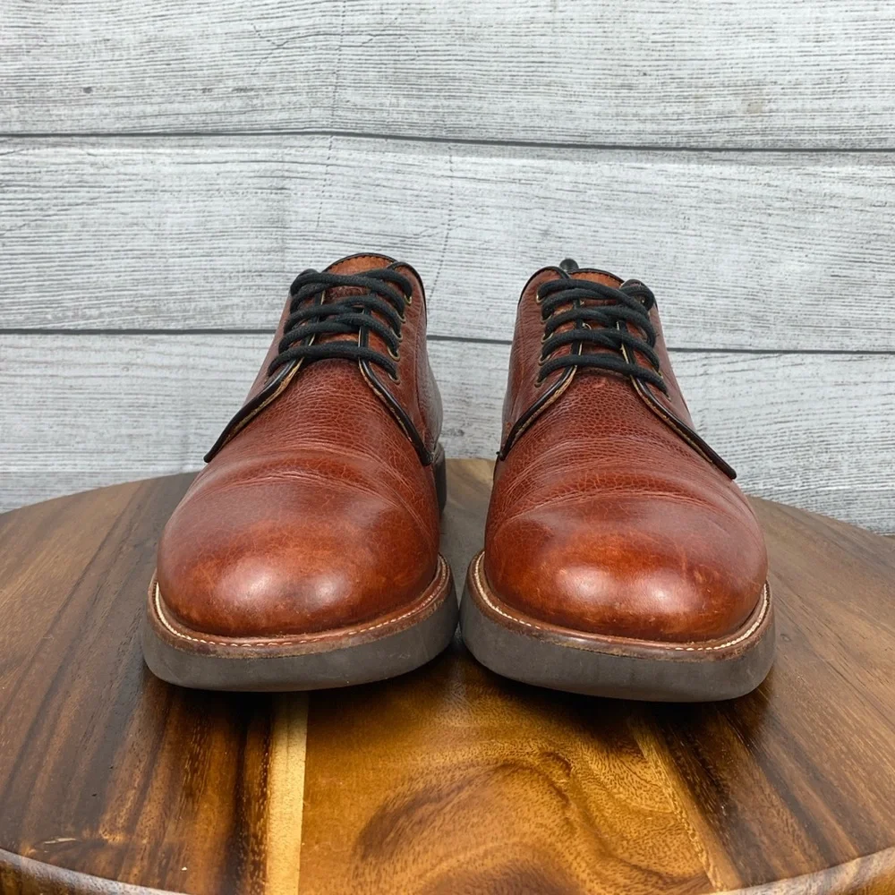 Samuel Hubbard Highlander Pebbled Leather Comfort Oxford Red Brown Mens Size 9.5